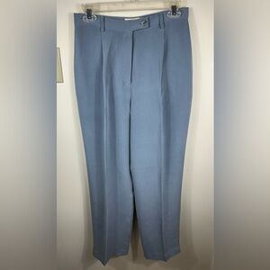 Valerie Stevens SILK Pants Women’s 8P Blue Pleated Office Mature Old Money